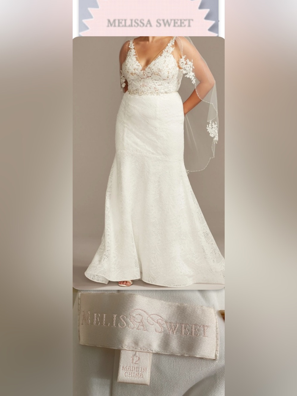 Melissa Sweet Ivory Floral Lace A-Line Bridal Gown